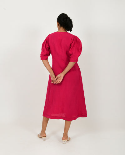 VIVA MAGENTA LINEN BELL DRESS