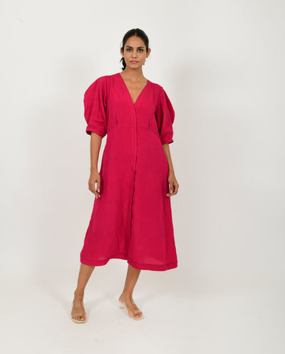 VIVA MAGENTA LINEN BELL DRESS
