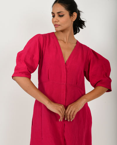 VIVA MAGENTA LINEN BELL DRESS