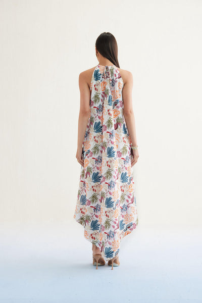 Deep Sea Lyocell Halter Maxi Dress