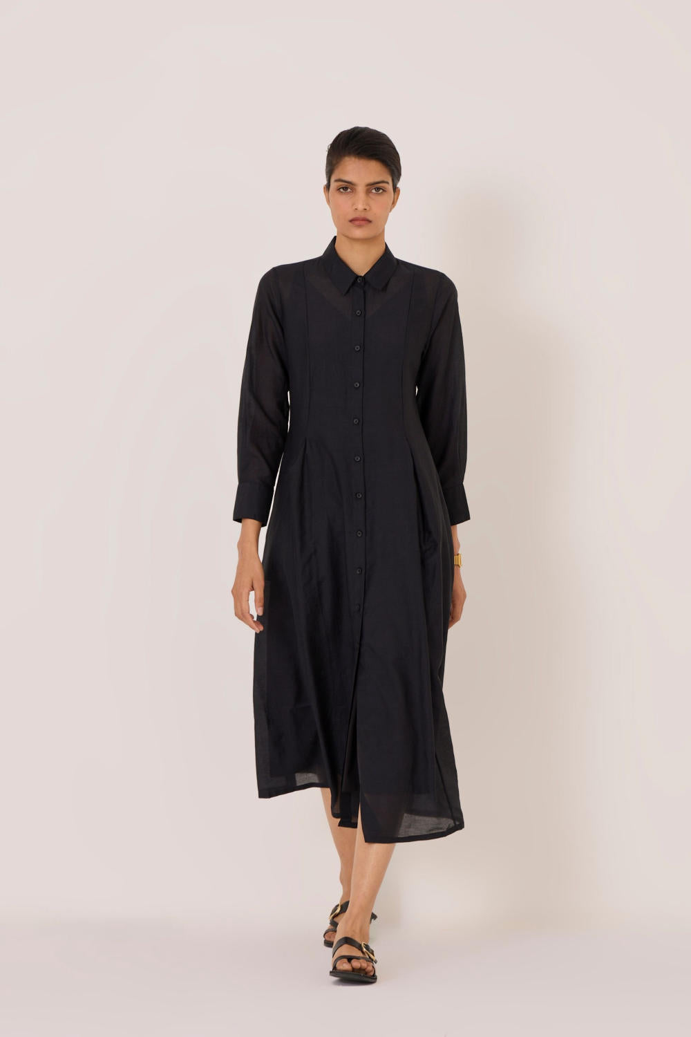 Dilipa Black Button Down Dress