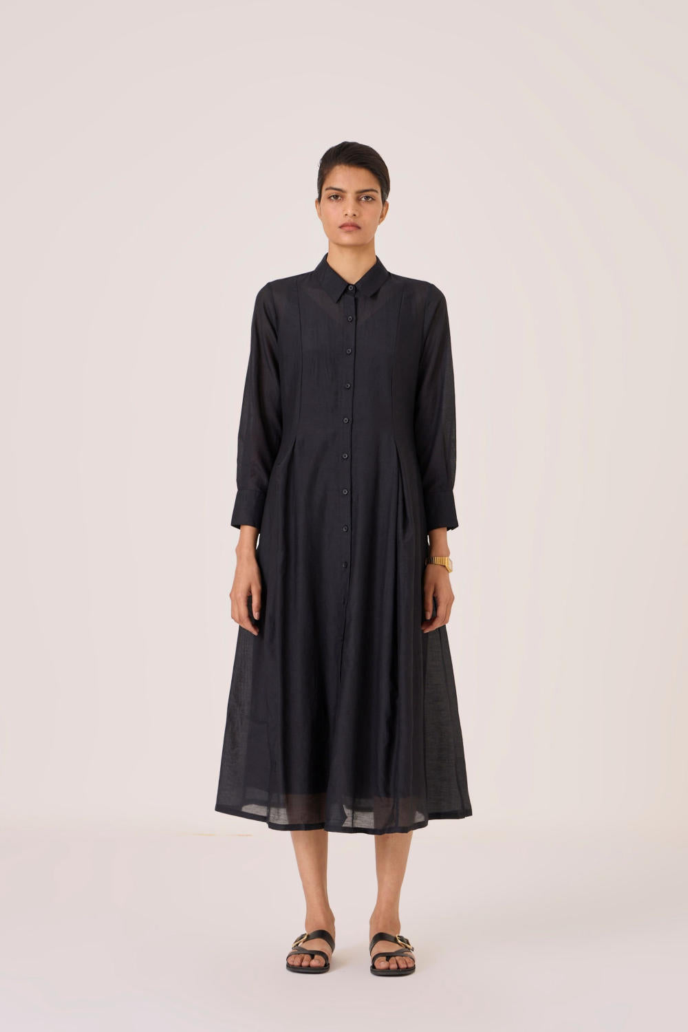 Dilipa Black Button Down Dress