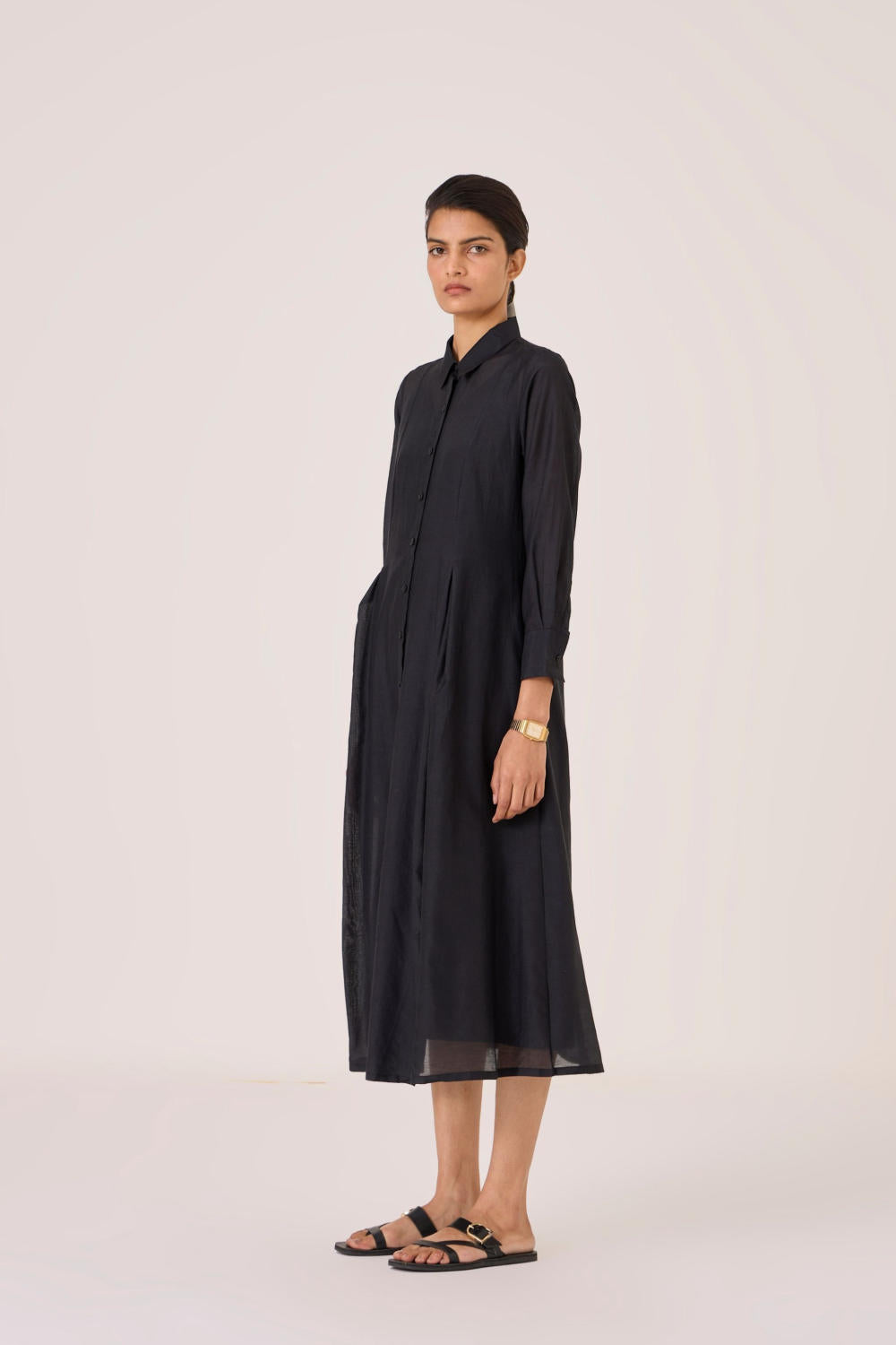 Dilipa Black Button Down Dress