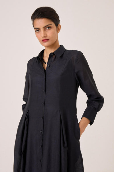 Dilipa Black Button Down Dress