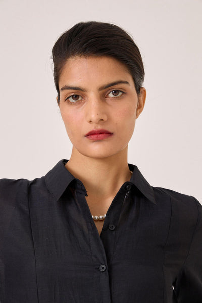 Dilipa Black Button Down Dress