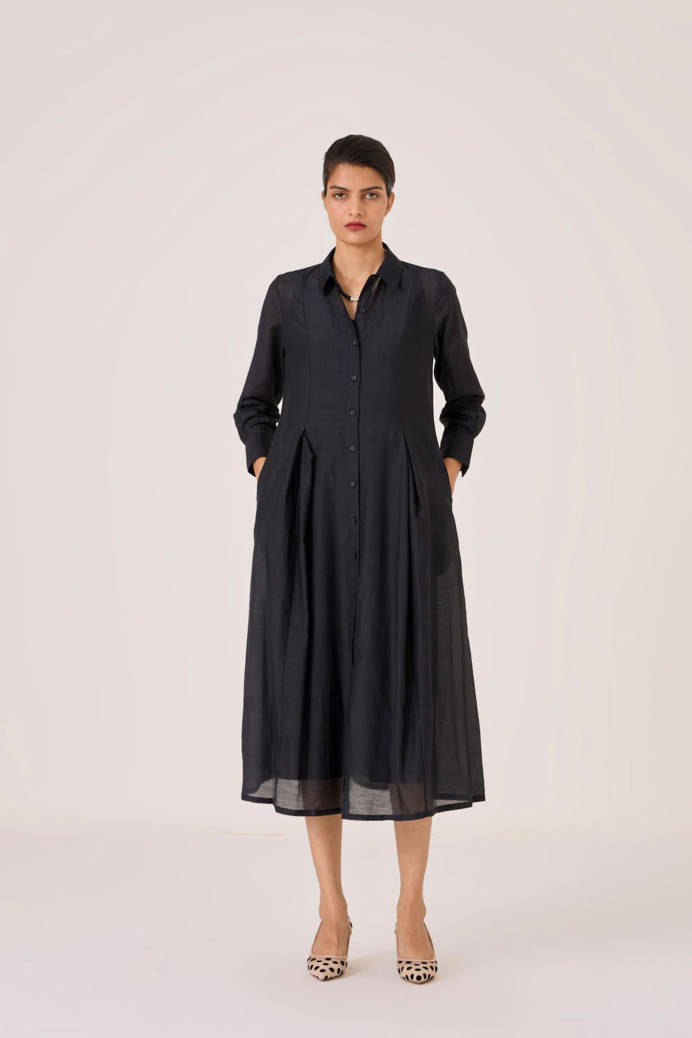 Dilipa Black Button Down Dress