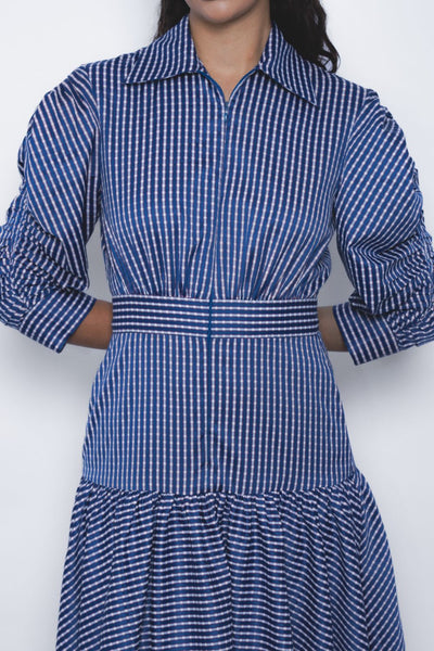Douce Dress - Blue and White Checkered