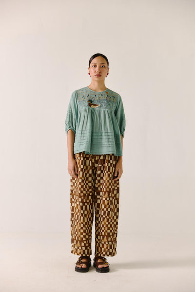 Drawstring Pant-Brown Checks