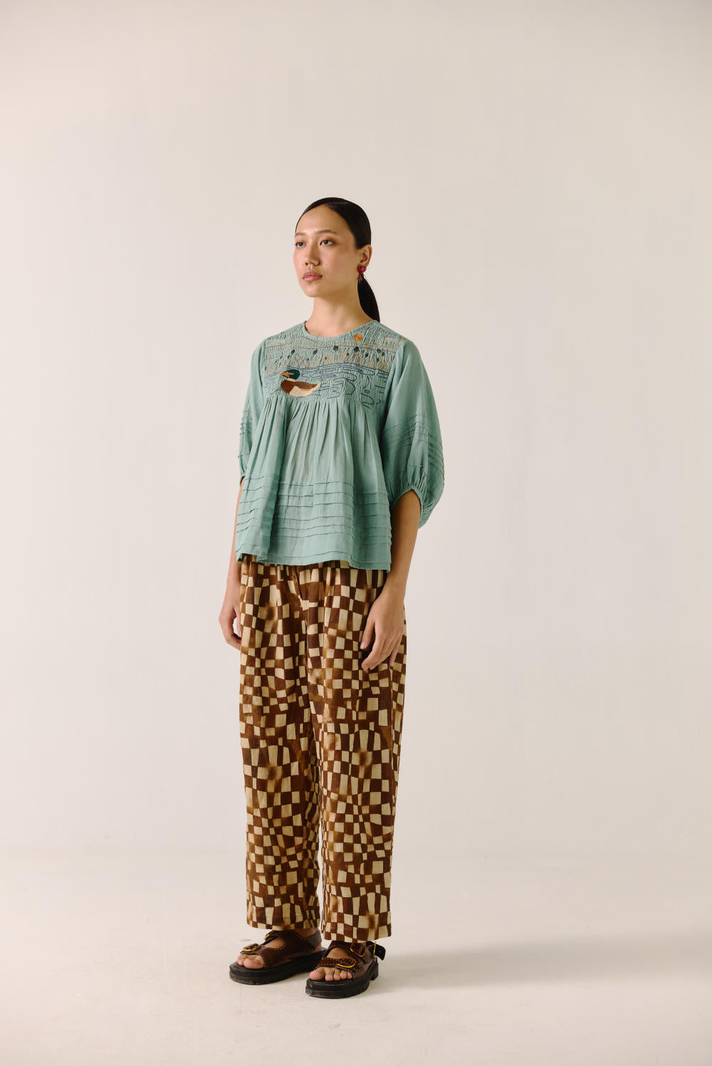 Drawstring Pant-Brown Checks