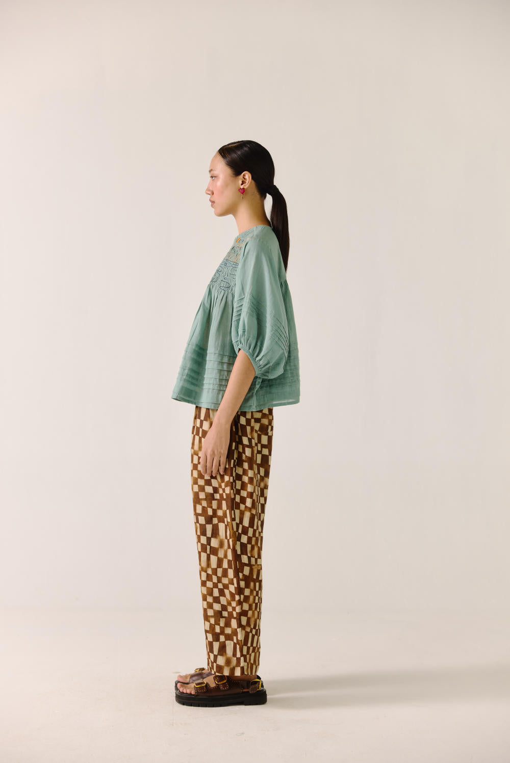 Drawstring Pant-Brown Checks
