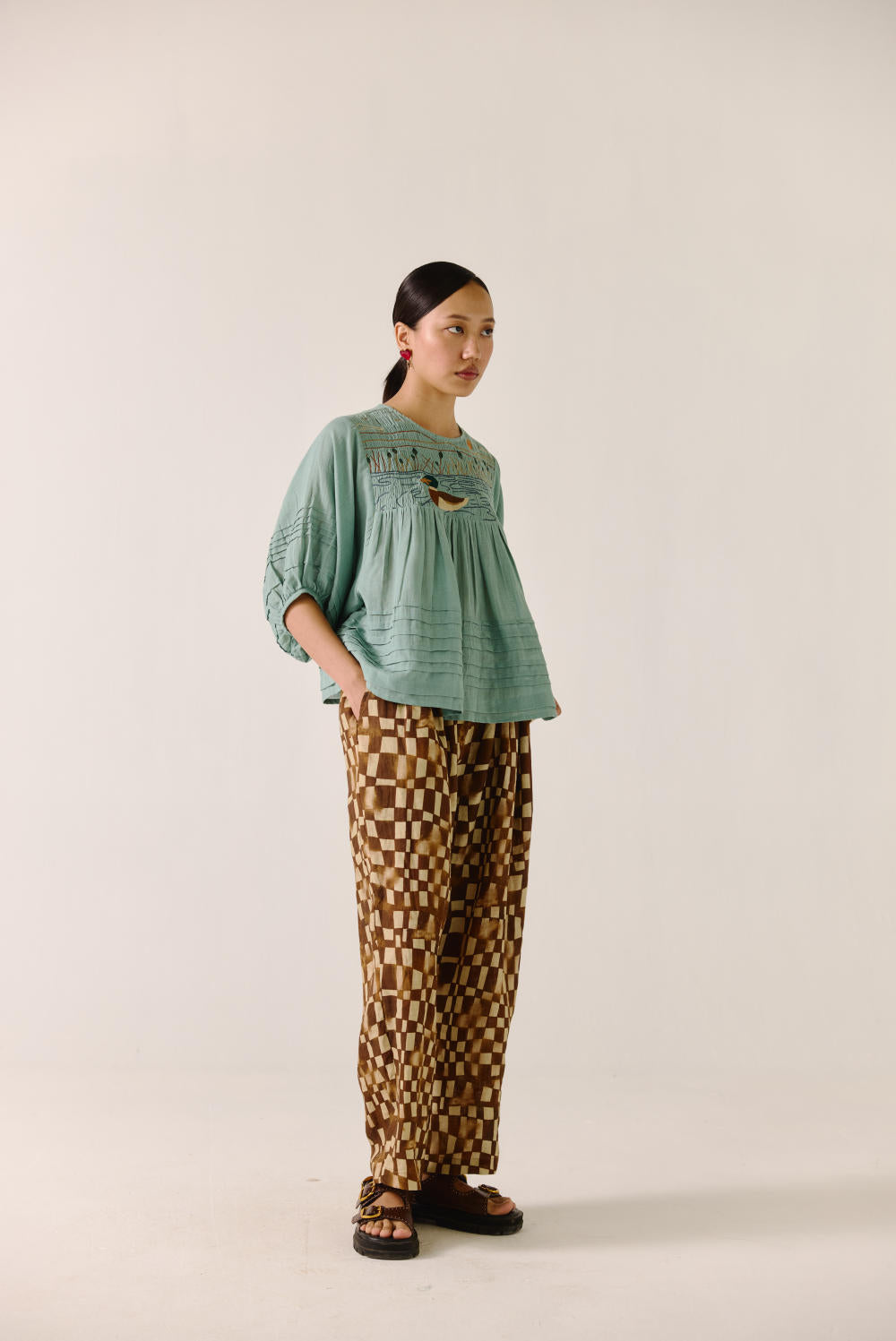 Drawstring Pant-Brown Checks