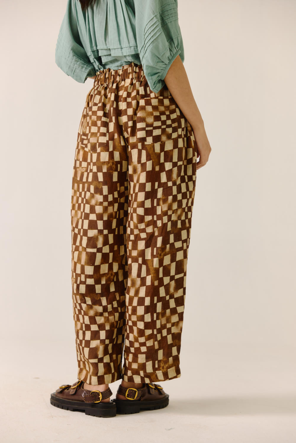 Drawstring Pant-Brown Checks