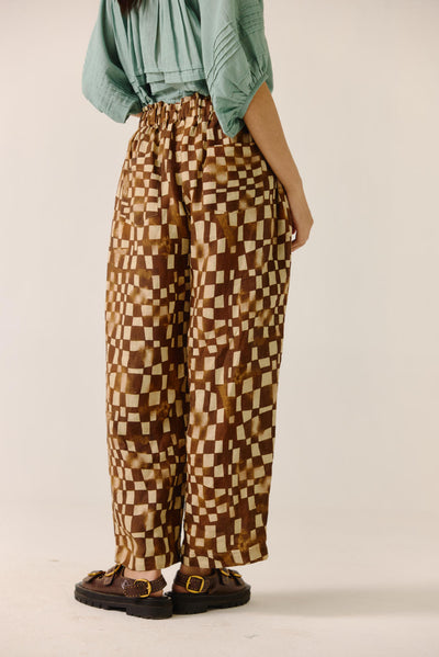 Drawstring Pant-Brown Checks