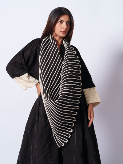 Dune Scarf-Black + Natural