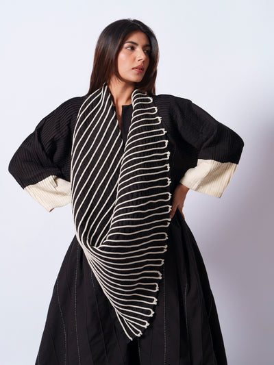 Dune Scarf-Black + Natural