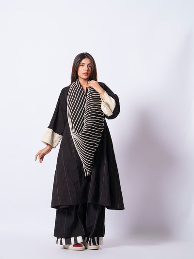 Dune Scarf-Black + Natural