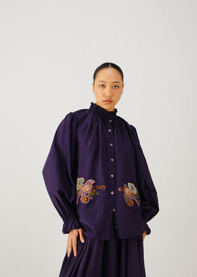 Elsa top-Ink parrot emb.