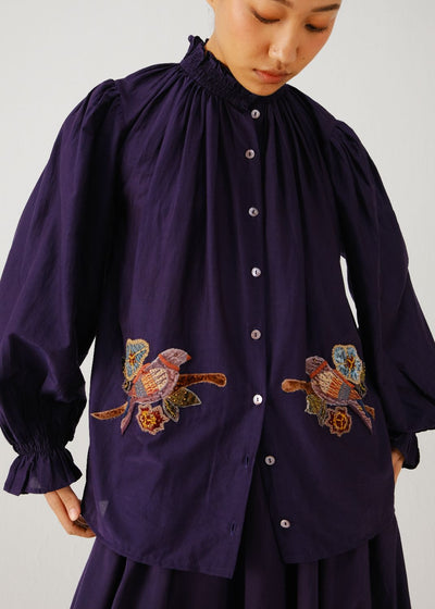 Elsa top-Ink parrot emb.