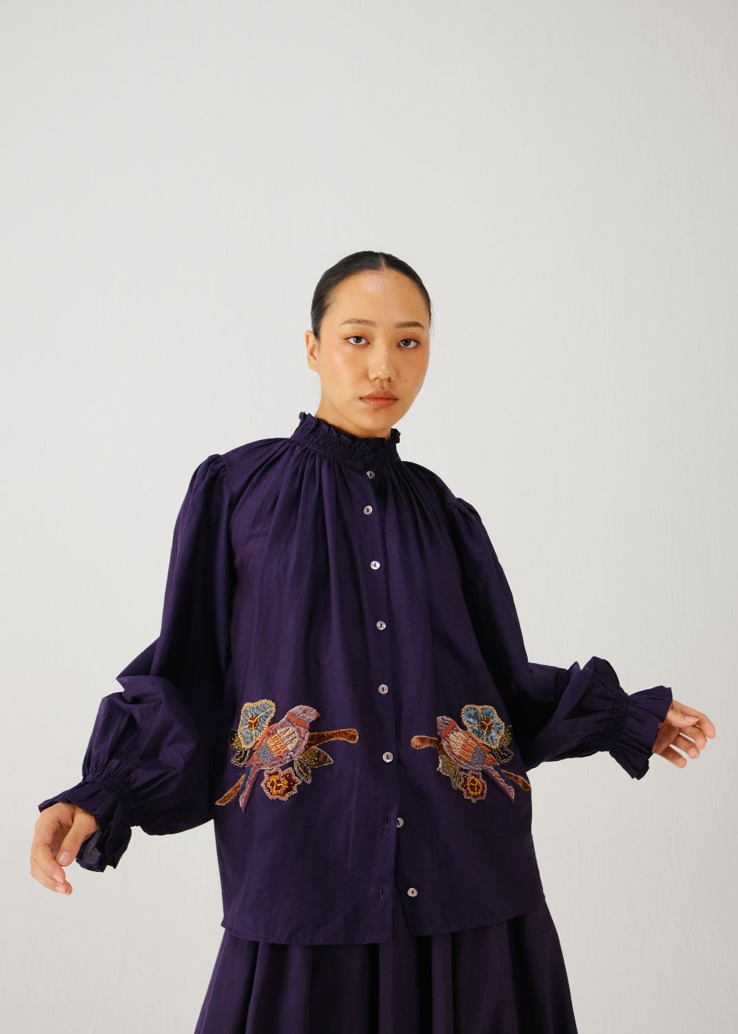 Elsa top-Ink parrot emb.