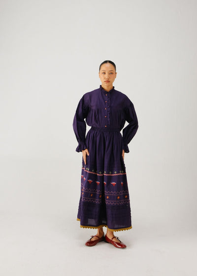 Emily skirt-Ink folk emb.