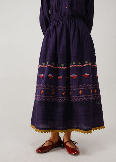 Emily skirt-Ink folk emb.