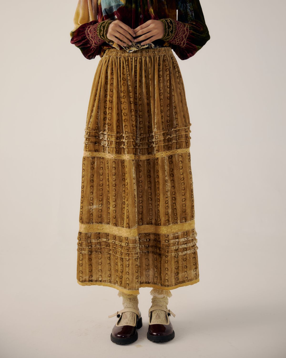 EMILY SKIRT-Mustard Stripes