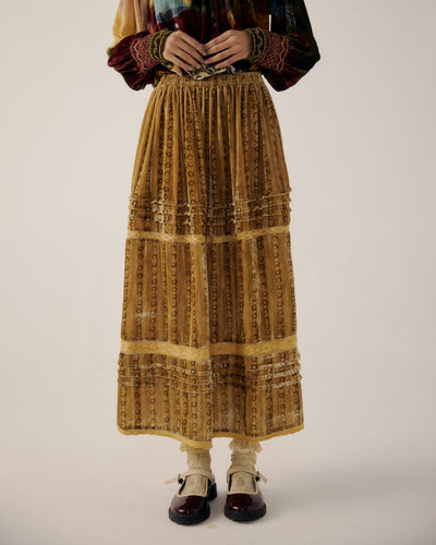 EMILY SKIRT-Mustard Stripes