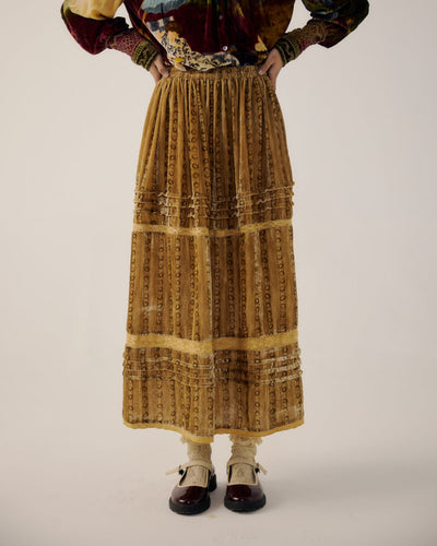 EMILY SKIRT-Mustard Stripes