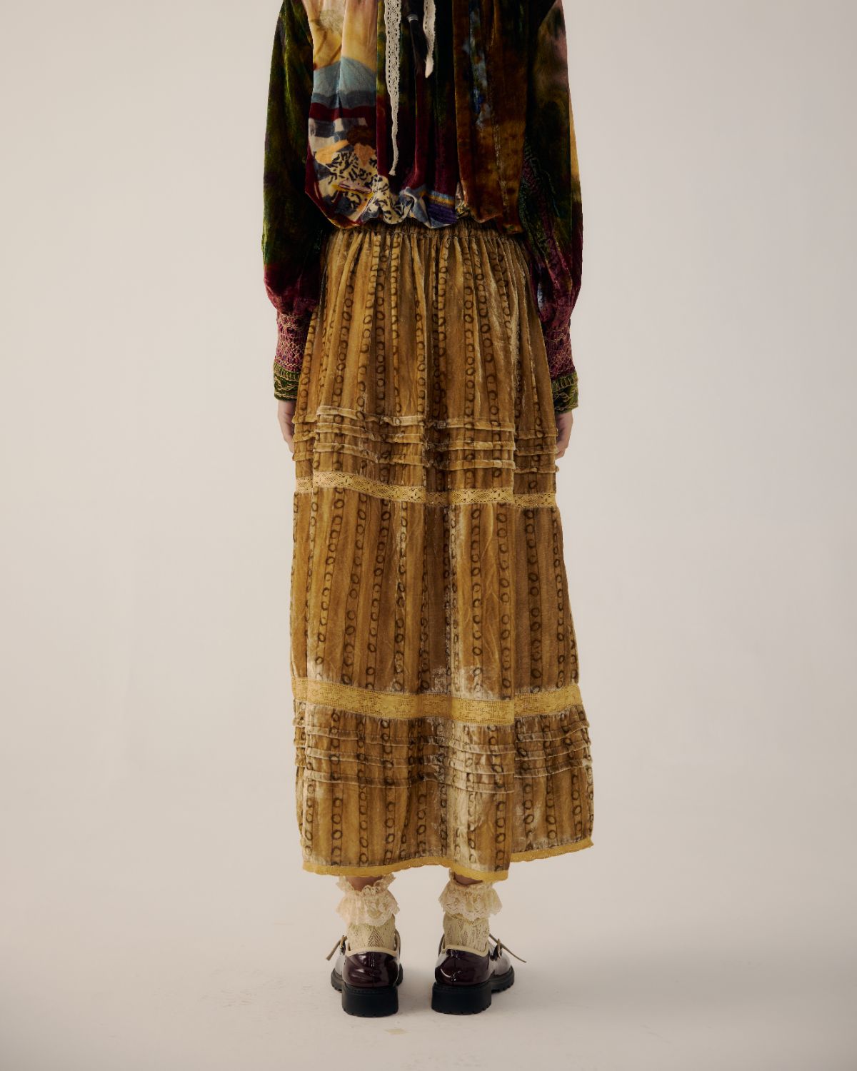 EMILY SKIRT-Mustard Stripes