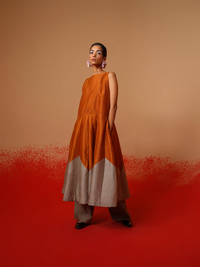 Eddy Dress-Rust Orange + Grey