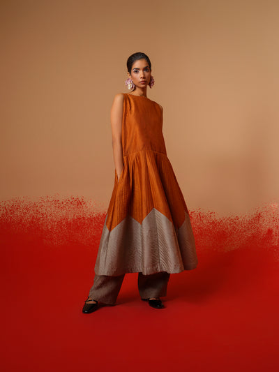 Eddy Dress-Rust Orange + Grey