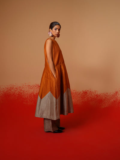 Eddy Dress-Rust Orange + Grey