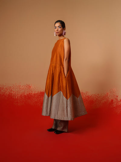 Eddy Dress-Rust Orange + Grey