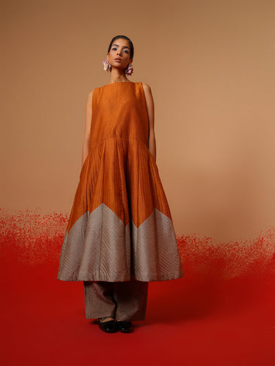 Eddy Dress-Rust Orange + Grey