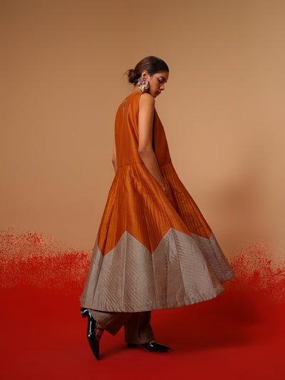 Eddy Dress-Rust Orange + Grey