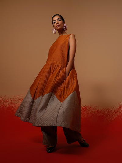Eddy Dress-Rust Orange + Grey