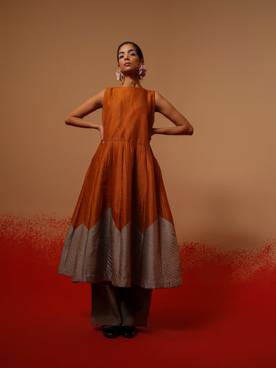 Eddy Dress-Rust Orange + Grey