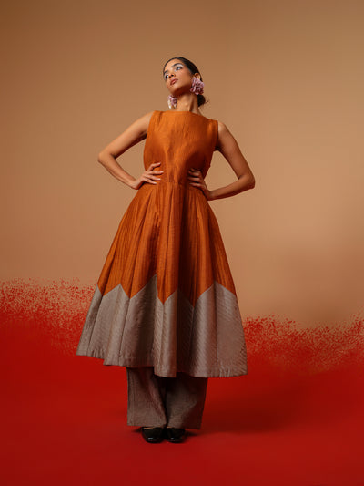 Eddy Dress-Rust Orange + Grey