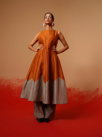 Eddy Dress-Rust Orange + Grey