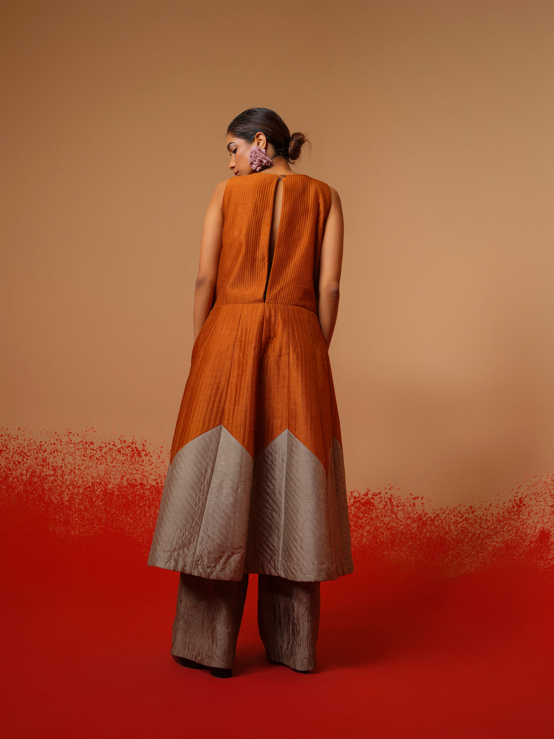Eddy Dress-Rust Orange + Grey