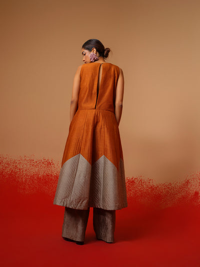 Eddy Dress-Rust Orange + Grey