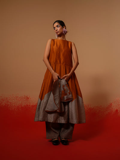 Eddy Dress-Rust Orange + Grey