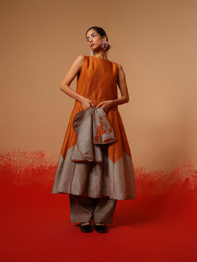 Eddy Dress-Rust Orange + Grey