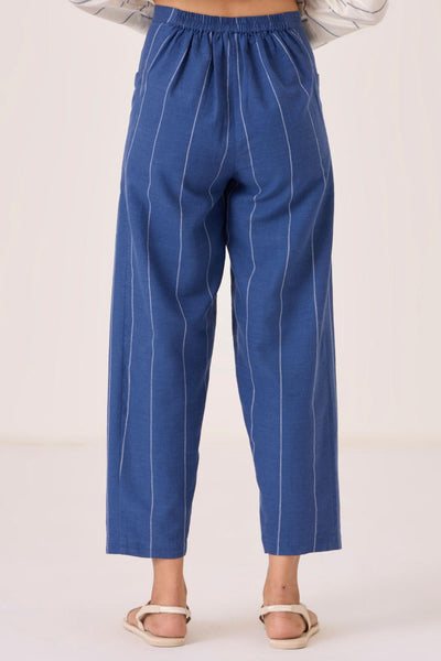 Edha Indigo Striped Handwoven Pants