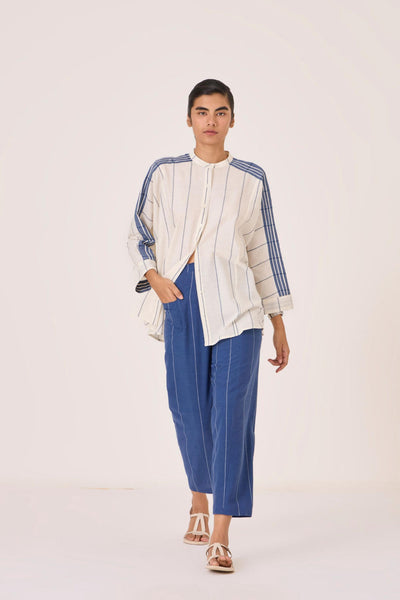 Edha Indigo Striped Handwoven Pants