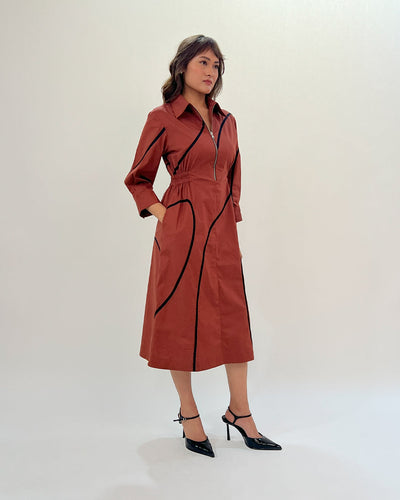 Yara tape dress-Brown & Black