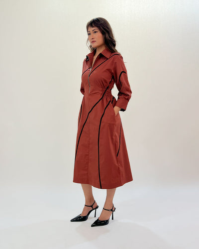 Yara tape dress-Brown & Black