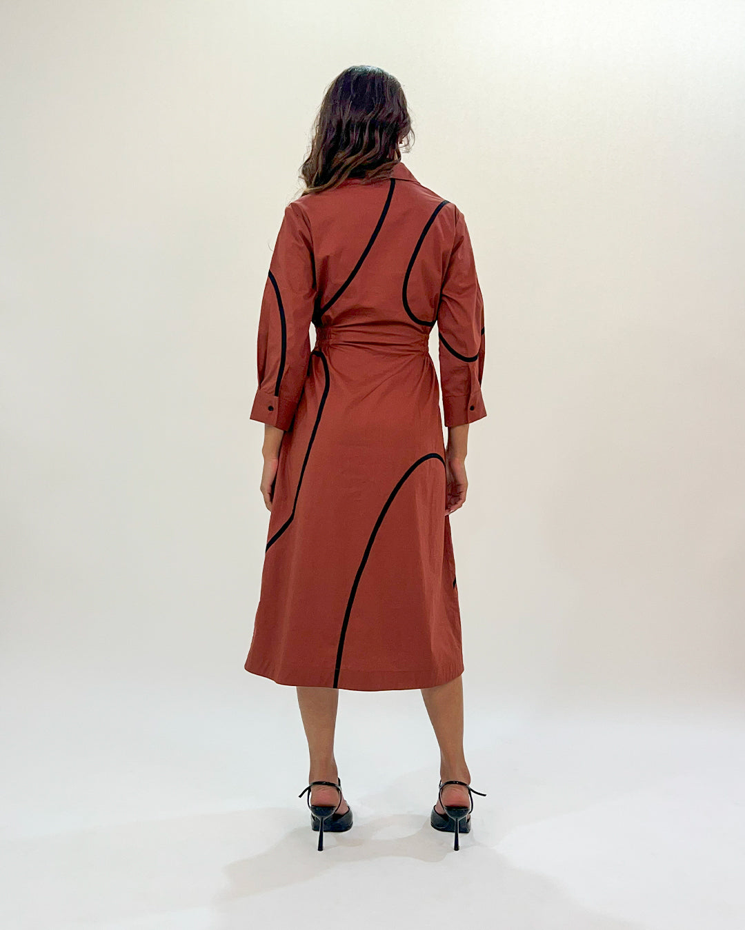 Yara tape dress-Brown & Black