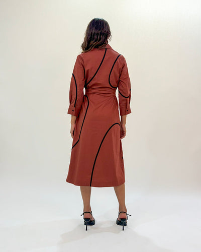 Yara tape dress-Brown & Black