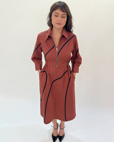 Yara tape dress-Brown & Black